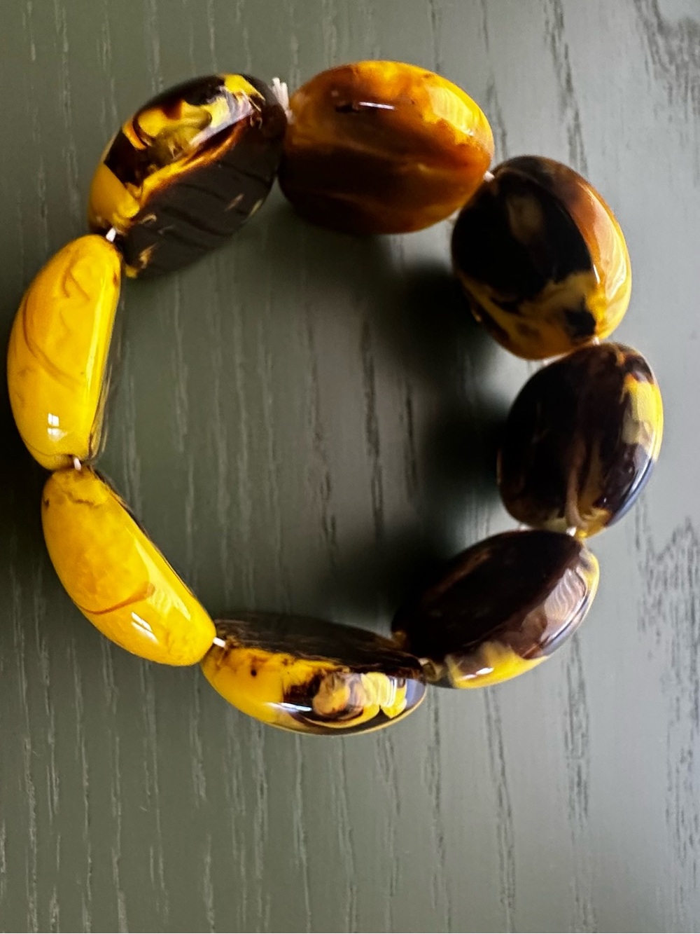 Statement Yellow & Brown Stretch Bracelet